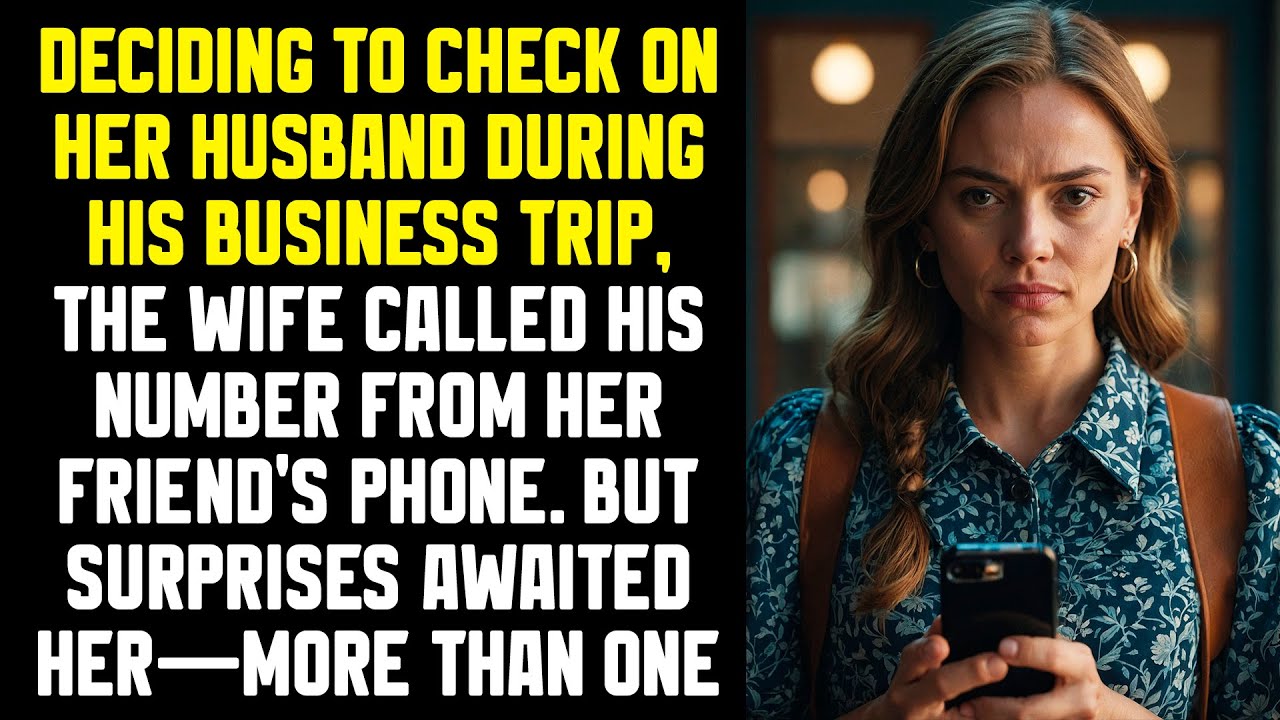 Deciding to check on her husband during his business trip, the wife called his number from...