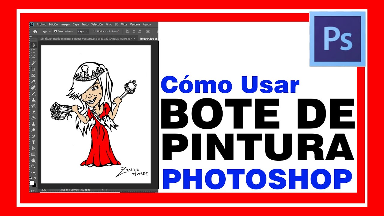 PHOTOSHOP, uso del BOTE DE PINTURA . Aplicar la herramienta bote de pintura en Photoshop