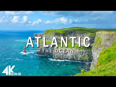 FLYING OVER ATLANTIC  (4K UHD) - Relaxing Music Along With Beautiful Nature Videos - 4K Video HD