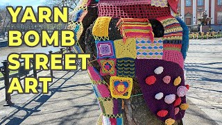 Yarn bombing ideas from Turku Finland. Street art using yarn crafts
