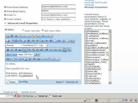 DotNetNuke Tutorial, Dynamic Forms module demo - part 3/3 - Video #51