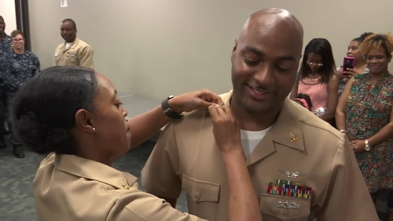Navy husband, wife both promoted to senior chief petty officers