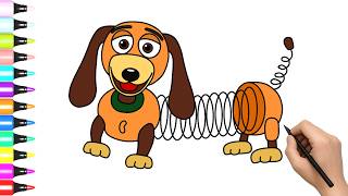 HOW TO DRAW SLINKY DOG  - TOY STORY 5 -  EASY STEP BY STEP DRAWING