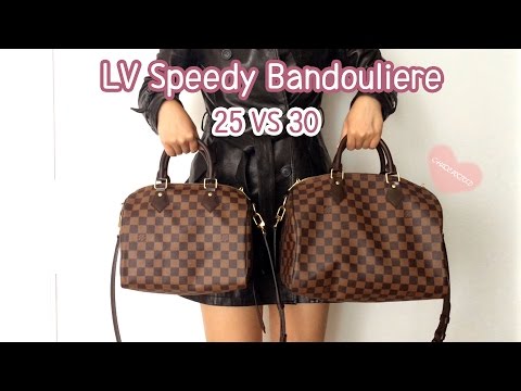 Louis Vuitton Speedy B 25 VS 30 Comparison, Speedy Bandouliere 25, Bandouliere 30,Mod Shots