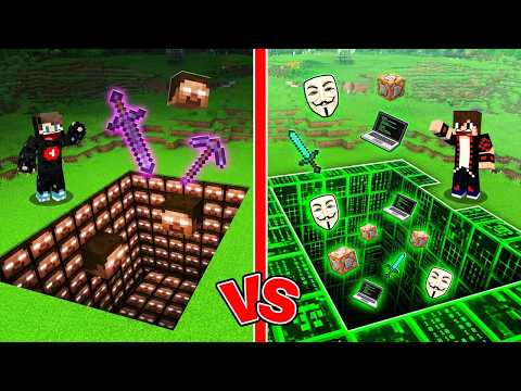 ماين كرافت : حفرة الهكـر ضد حفرة الهيروبراين ولكن الحظ خطير !!؟ 🔥😱