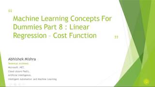 Machine Learning Concepts For Dummies Part 8 - Linear Regression Cost Function