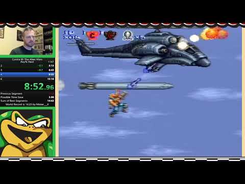 Contra III: The Alien Wars SNES Hard Mode Speedrun in 14:59