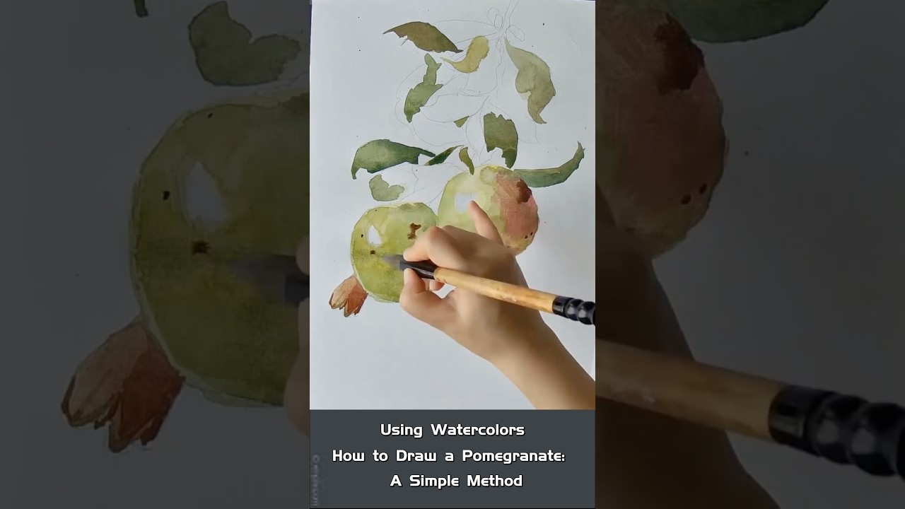 A simple way to paint a pomegranate #watercolor 🌟