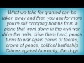 Bride - Crimes Against Humanity Lyrics