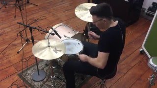 Matt Ingram recording drums at Urchin Studios