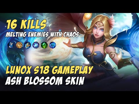 16 KILL LUNOX ASH BLOSSOM HYPER CARRY SEASON 18 SOLO RANK GAMEPLAY | MLBB