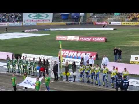 SPAR Falubaz Zielona Góra - Stal Gorzów 48:42 - Drużyny podczas hymnu - 24.05.2015