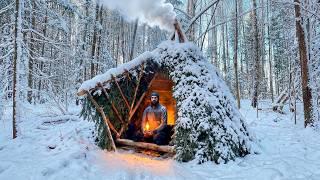 EXTREME Carpathian Bushcraft Yurt Build! Warm Survival Shelter in the Snow
