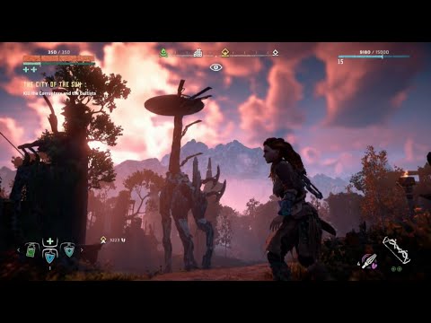 Horizon Zero Dawn - Aloy climbing the Tallneck Machine