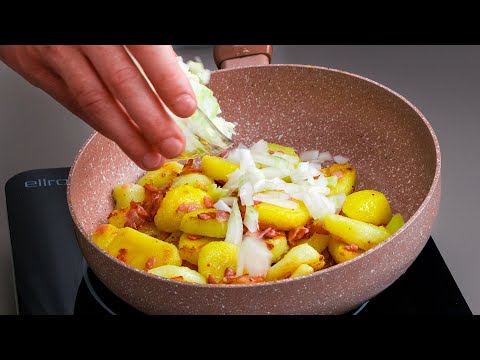 Patatas fritas en tan solo 5 minutos. Patatas, cebolla y bacon, NADA MÁS!| Gustoso.tv