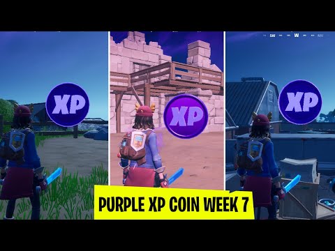 All Purple Xp coin locations from Week 7 in fortnite! Fortnite Secret Xp coins chapter 2 Season 2