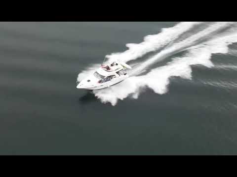 Bojangles Sealine Statesman 360 flybridge under way North Wales Peninsula