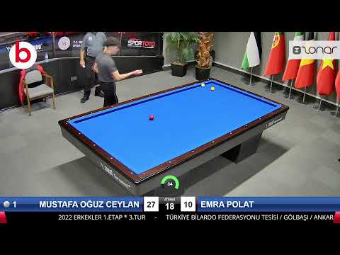 MUSTAFA OĞUZ CEYLAN & EMRA POLAT Bilardo Maçı - 2022 ERKEKLER 1.ETAP-3.TUR