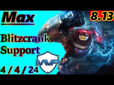 Max as Blitzcrank Support - S8 Patch 8.13 - Full Gameplay