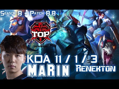 TOP MaRin RENEKTON vs AATROX Top - Patch 8.8 KR Ranked