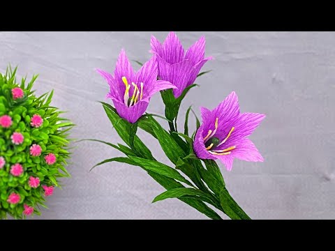 How To Make Beautiful Campanula Paper Flower Using From Crepe Paper Ep13 | Kakrona Art Idea