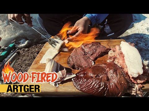 Most Unusual Way To Grill LIVER - Mongolian HOT STONE Method | Wood-Fired w/Ganbaa