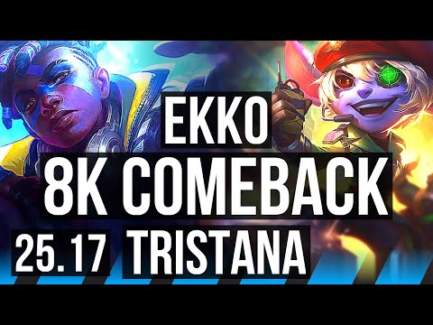 EKKO vs TRISTANA (MID) | 8k comeback, 22/2/3, 47k DMG, Legendary, 1600+ games | EUW Master | 25.17