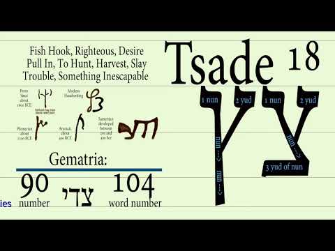 Tsadi 90 the 18th letter of Gods Alef Taf old Hebrew alphabet