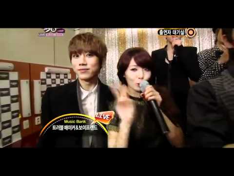 111209 Music Bank Troublemaker & Boyfriend - Back Stage