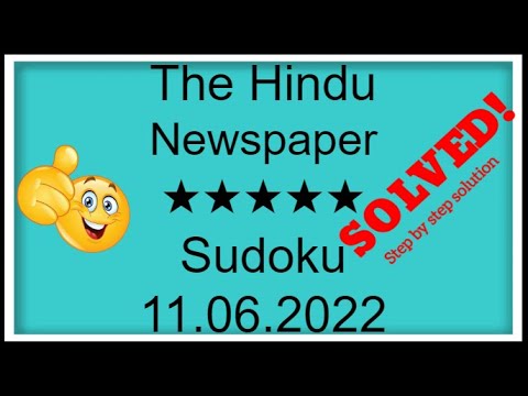 🔴🔊How to Solve The Hindu Sudoku 5 Star | Step by Step Solution | 11.06.2022|  Level ★★★★★