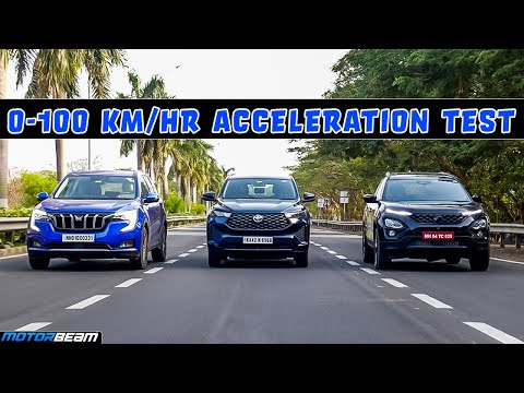 XUV700 vs Innova HyCross vs Safari - 0-100 KM/HR Tests | MotorBeam