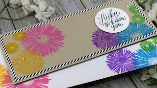 Easy Distress Oxide Stamping with SSS Anna&#39;s Flowers | Slimline Card &amp; Envelope