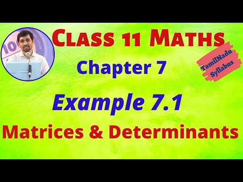 TN 11th Maths Matrices and Determinants Example 7.1 Chapter 7  AlexMaths TamilNadu Syllabus