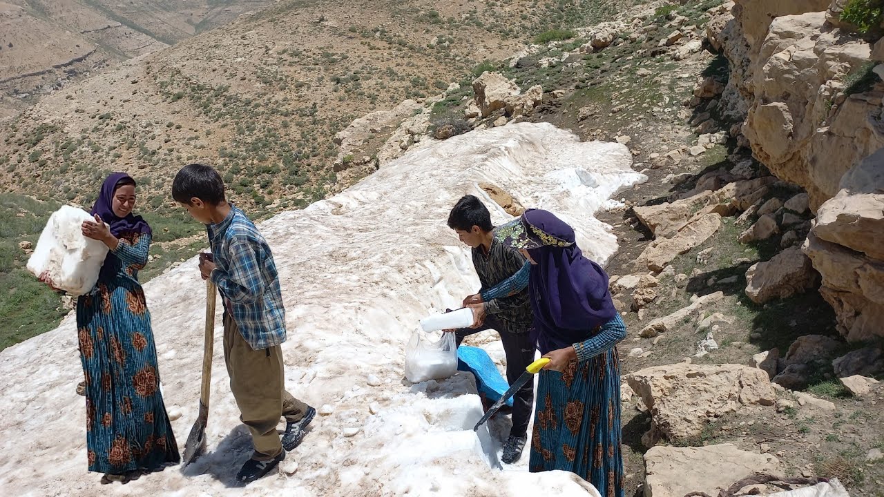 Bringing snow from the mountain | Iranian nomadic lifestyle