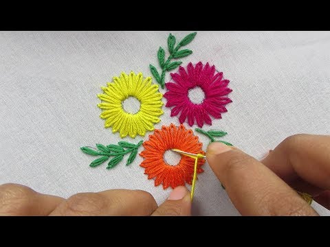 Hand Embroidery,Modern Lazy Daisy Stitch,beautiful flower Embroidery