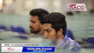 Federal Bank Cleared Students shared the review about Chennai RACE Coaching Institute Kerala Branch