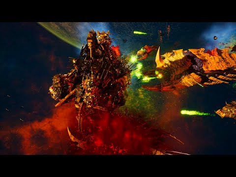 Tyranids vs Orks! - Massive Battle, Skirmish Gameplay, Battlefleet Gothic Armada 2