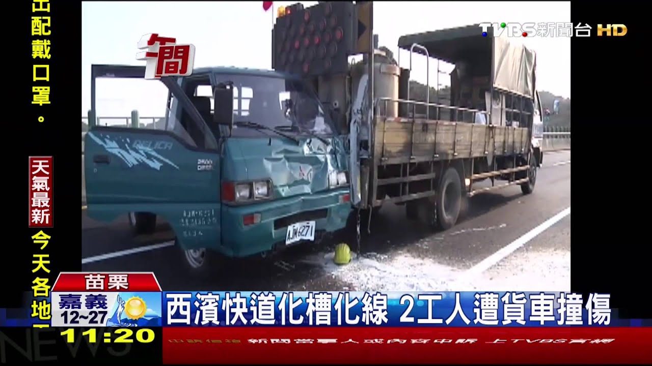 西濱快道畫槽化線　2工人遭貨車撞傷