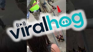 Little Girl Meets Margot Robbie as Harley Quinn on Movie Set || ViralHog video