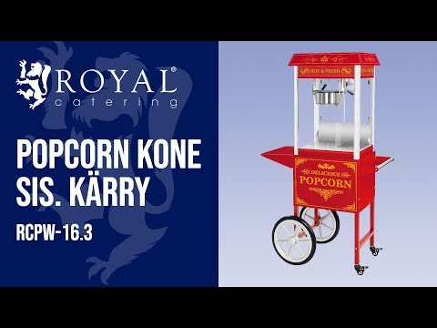 video - Popcorn-kone vaunulla - retrotyylinen - punainen