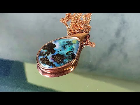 One Rose Gold plated Sterling Silver Freeform Boulder Opal pendant