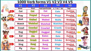 English V1, V2, V3, V4, V5 | 1000 English Verb Form For Beginners | Action Verbs | Irregular Verbs..