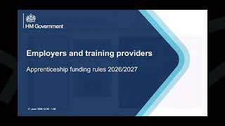 Webinar on apprenticeship funding rules for 2026 to 2027