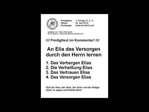 30.06.2019 - Learning from Elijah how to provide for the Lord