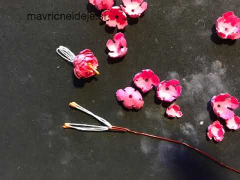 Paper peonies made with retro flower paper punch