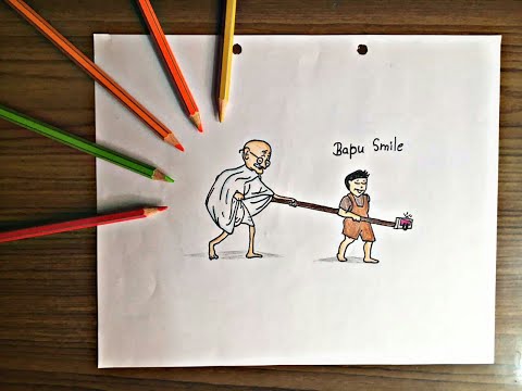 Gandhi jayanti drawing | Gandhi drawing | bapu drawing | drawing tutorial Indian by akshit Girsa art