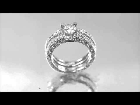 14K WHITE GOLD ROUND CUT DIAMOND ENGAGEMENT RING AND BAND 1.95CTW - KNR INC - 586