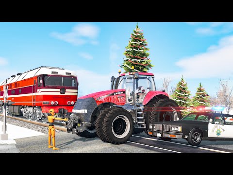 Railway Сrossing Train Сrashes #17 - Beamng drive