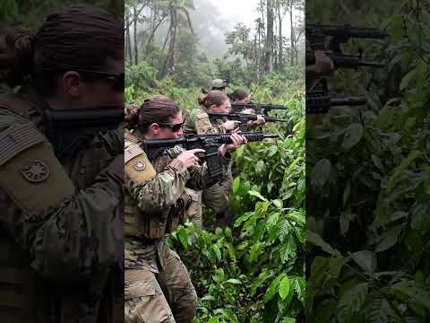 US Female Soldiers Firing in Jungle Combat | Real Military Action