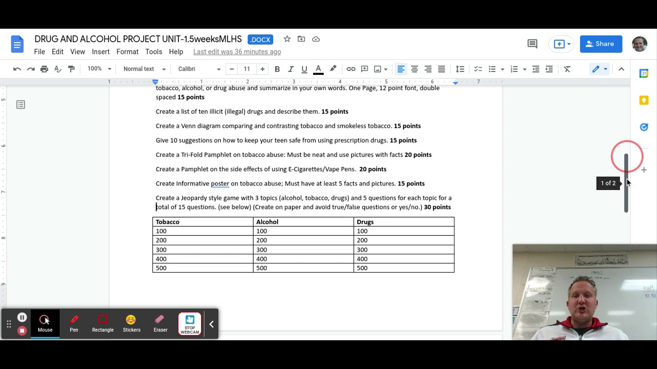 DRUG AND ALCOHOL PROJECT UNIT-1.5weeksMLHS.docx - Google Docs